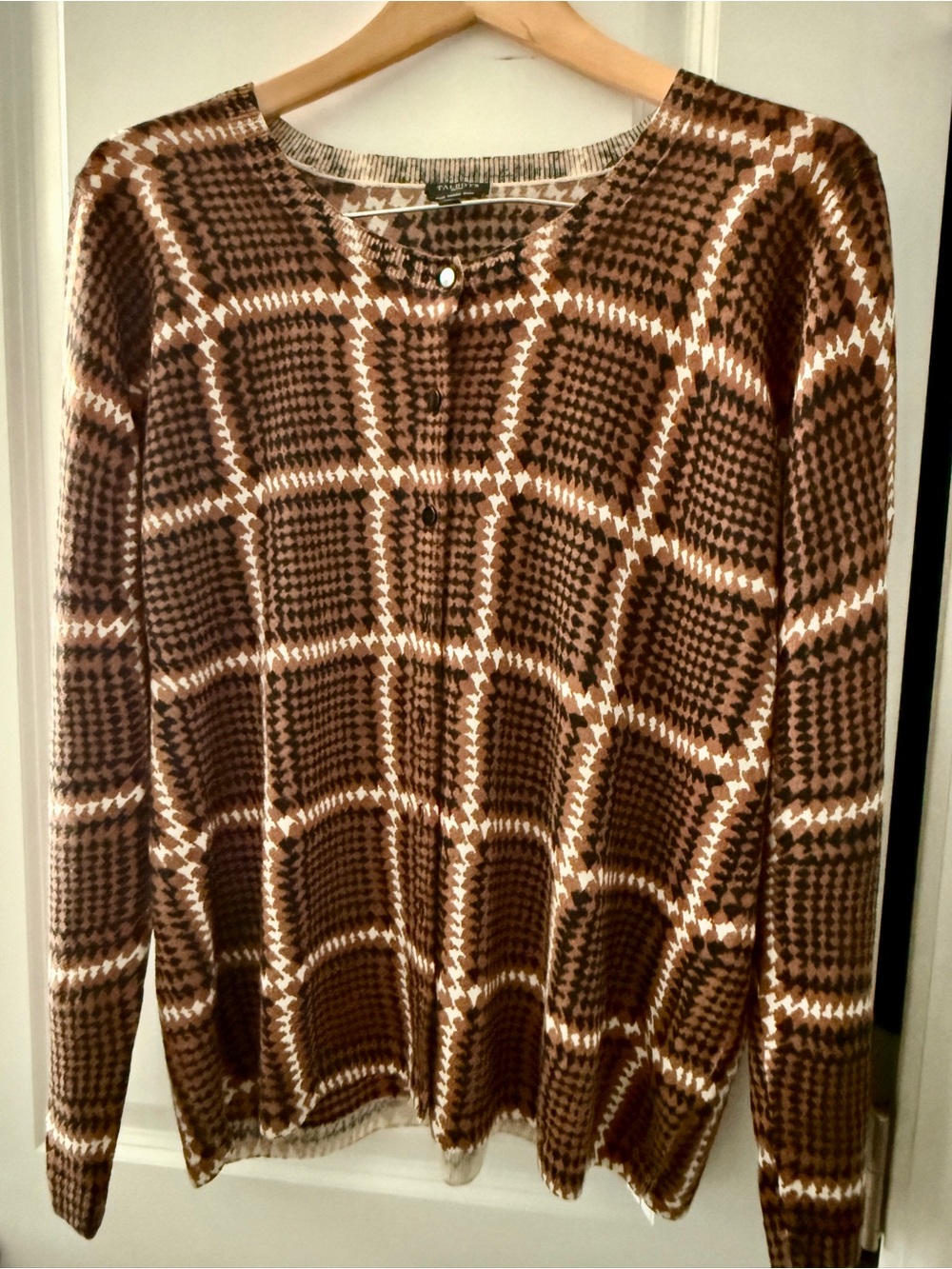Talbots 2x Wool Brown Houndstooth Women's Sweater